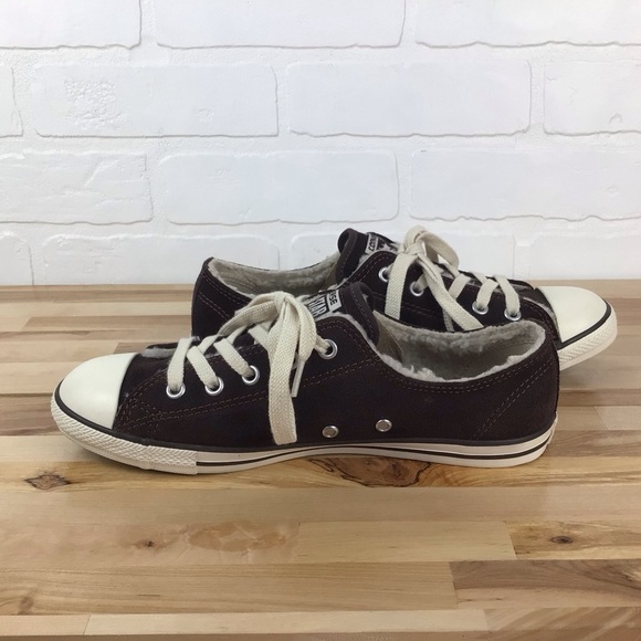 Converse suede sherpa lining All Star brown white sneakers sherpa size 8 - Picture 1 of 15